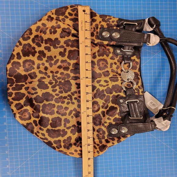 Alyssa Shoulder Bag Leopard Print Purse Medium Faux Leather Rhinestone Detail - Picture 4 of 4
